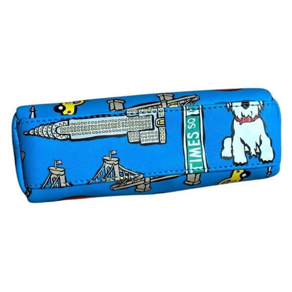 NWT Marc Tetro NYC Dog Taxi Apple Bridge Print Blue Cosmetic Bag Pouch - Picture 4 of 4